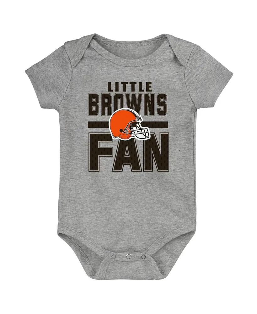 Newborn and Infant Boys and Girls Heathered Gray Cleveland Browns Little Fan Bodysuit