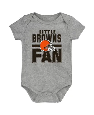 Newborn and Infant Boys Girls Heathered Gray Cleveland Browns Little Fan Bodysuit