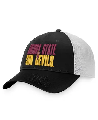 Men's Top of the World Black, White Arizona State Sun Devils Stockpile Trucker Snapback Hat
