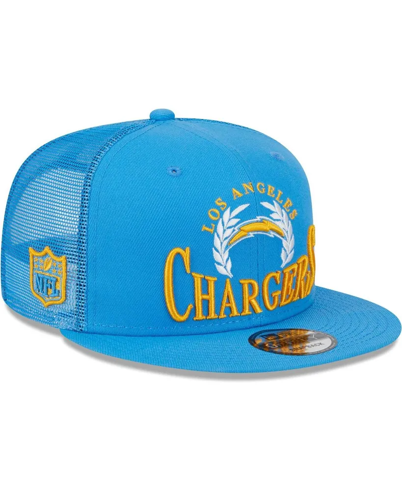Men's New Era Powder Blue Los Angeles Chargers Collegiate Trucker 9FIFTY Snapback Hat