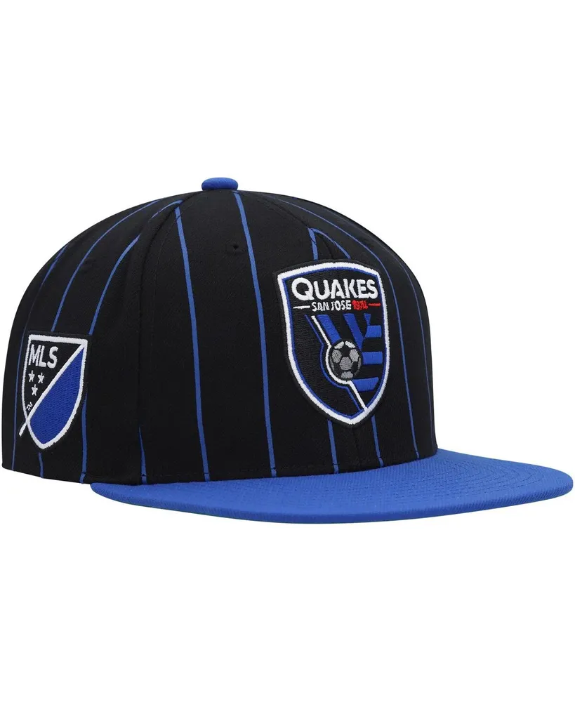 Men's Mitchell & Ness Black San Jose Earthquakes Team Pin Snapback Hat