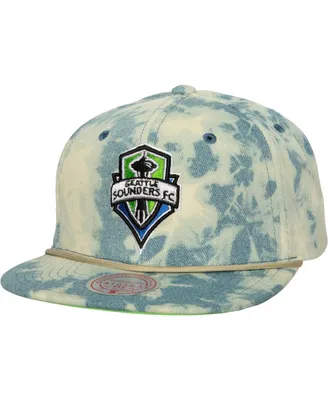 Men's Mitchell & Ness Blue Seattle Sounders Fc Acid Wash Snapback Hat