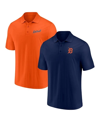 Men's Fanatics Navy, Orange Detroit Tigers Dueling Logos Polo Shirt Combo Set