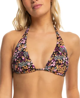 Roxy Juniors' Floral-Print Tiki Plunging Bikini Top