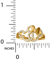 Disney Cubic Zirconia Mickey & Minnie Mouse Interlocking Ring in 18k Gold-Plated Sterling Silver