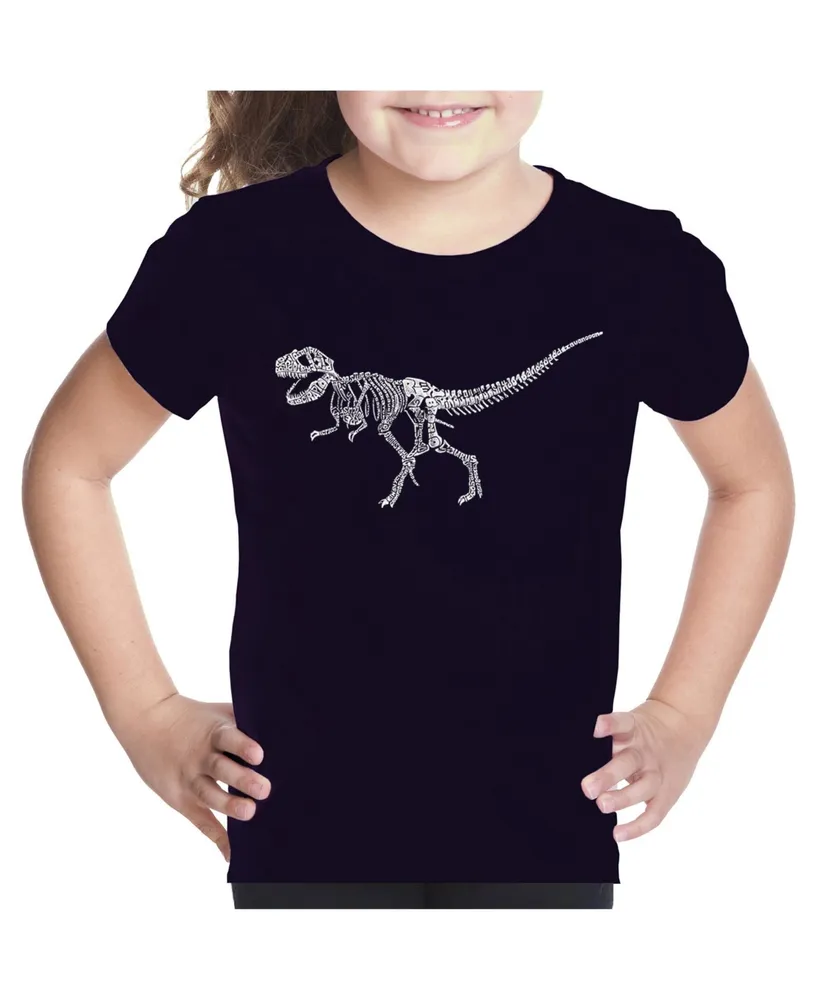 Big Girl's Word Art T-shirt - Dinosaur T-Rex Skeleton