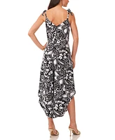 Vince Camuto Women's Printed Tie Shoulder Angled Hem Jumpsuit