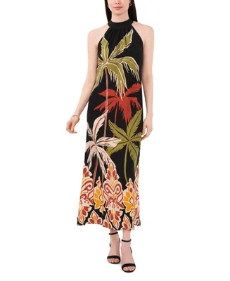 Vince Camuto Women's Tropical Print Halter-Neck Maxi Dress