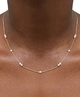 Cultured Freshwater Pearl (3mm) Station 17" Collar Necklace in 14k Gold-Plated Sterling Silver