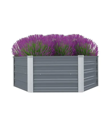 vidaXL Raised Garden Bed 50.8"x50.8"x18.1" Galvanized Steel Gray