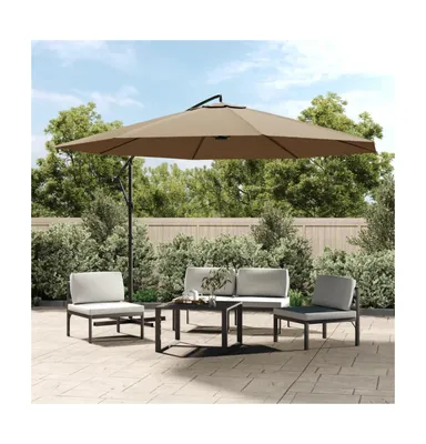 vidaXL Cantilever Umbrella with Aluminum Pole 137.8" Taupe