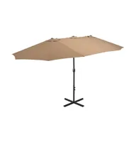 vidaXL Outdoor Parasol with Aluminum Pole 181.1"x106.3" Taupe