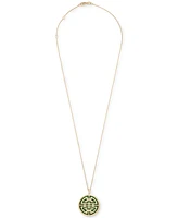 Dyed Jade Double Happiness Inlay Pendant Neckalce in 14k Gold-Plated Sterling Silver, 18" + 2" extender