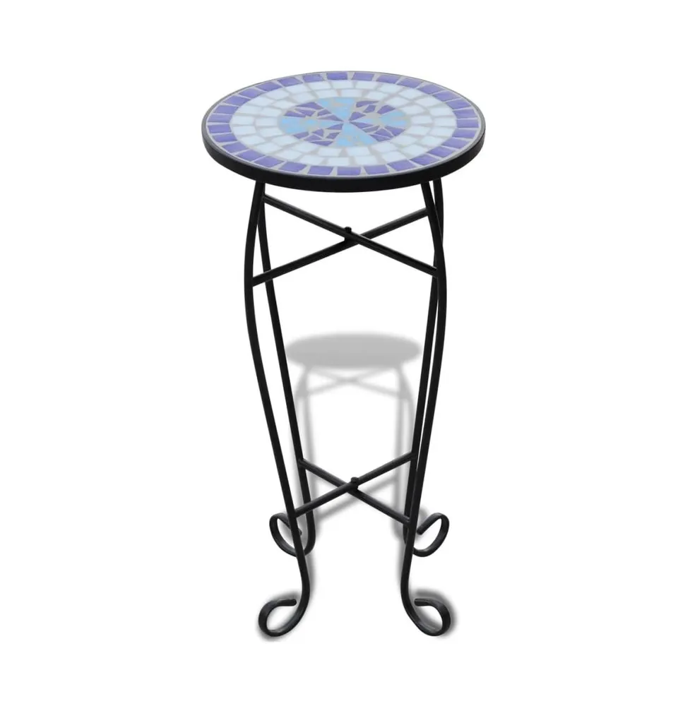 Mosaic Side Table Plant Table White