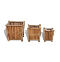 vidaXL Raised Bed Set 3 Pieces Bamboo with Nylon Lining