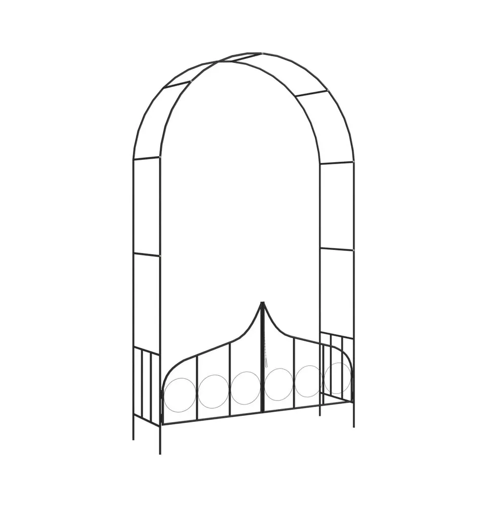 Garden Arch with Gate Black 54.3"x15.7"x93.7" Iron