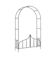 Garden Arch with Gate Black 54.3"x15.7"x93.7" Iron