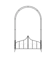 Garden Arch with Gate Black 54.3"x15.7"x93.7" Iron