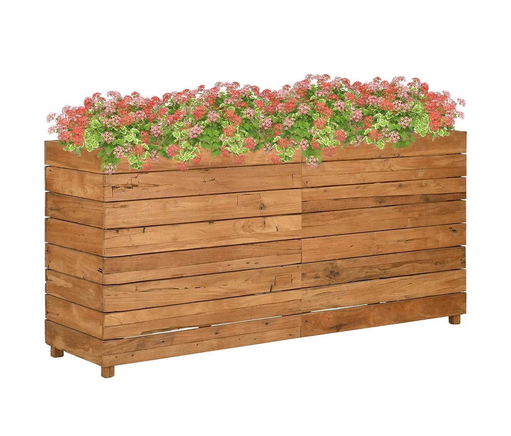 Raised Bed 59.1"x15.7"x28.3" Recycled Teak Wood and Steel