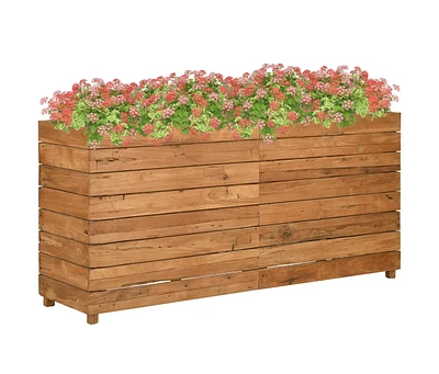 Raised Bed 59.1"x15.7"x28.3" Recycled Teak Wood and Steel