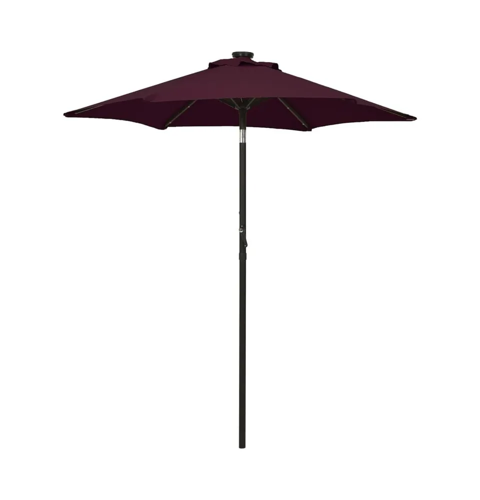 vidaXL Parasol with Led Lights Bordeaux Red 78.7"x83.1" Aluminum