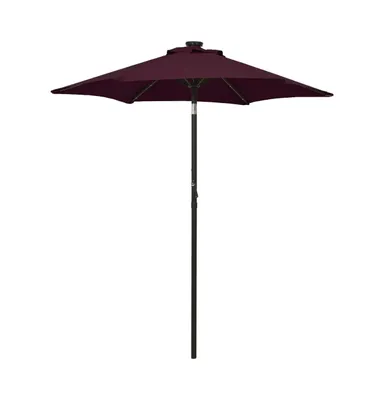 vidaXL Garden Parasol with Led Lights Bordeaux Red 78.7"x83.1" Aluminum