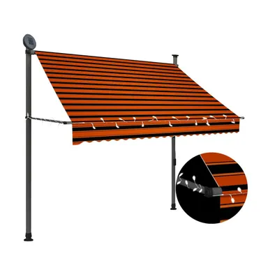 Manual Retractable Awning with Led 78.7" Orange and Brown