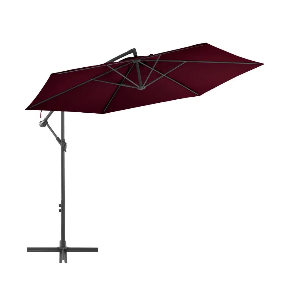 vidaXL Cantilever Umbrella with Aluminum Pole Bordeaux Red 118.1"