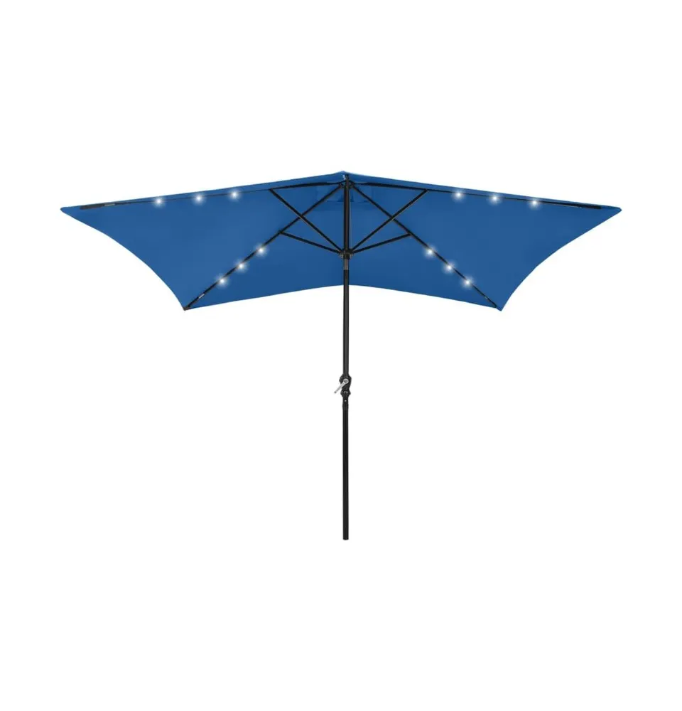 vidaXL Parasol with LEDs and Steel Pole Azure Blue 6.6'x9.8'