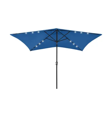 vidaXL Parasol with LEDs and Steel Pole Azure Blue 6.6'x9.8'