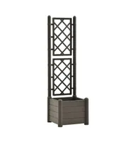 vidaXL Garden Planter with Trellis 16.9"x16.9"x55.9" Pp Anthracite