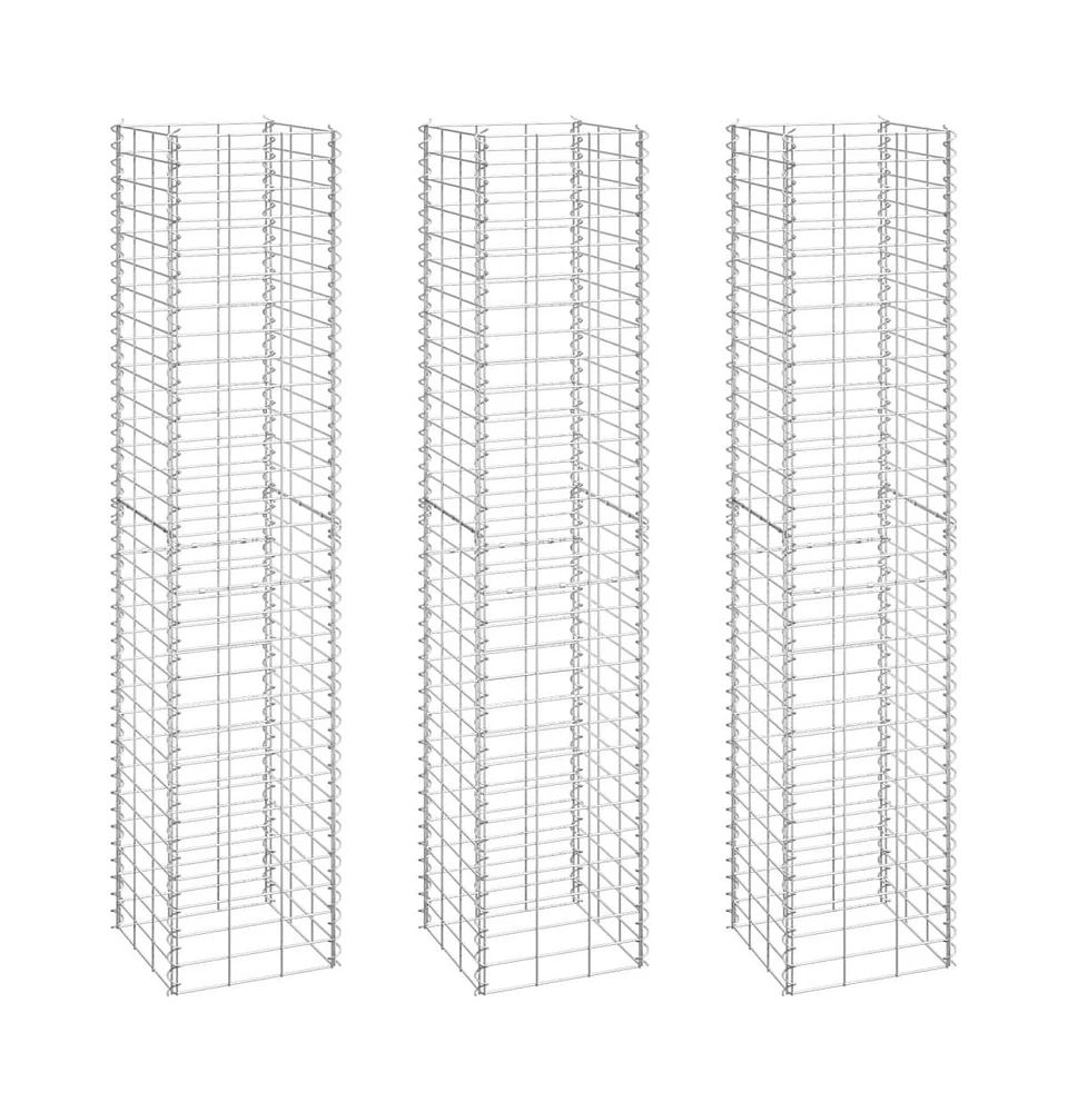 vidaXL Gabion Raised Beds 3 pcs 11.8"x11.8"x59.1" Iron