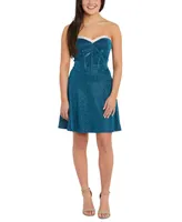 Morgan & Company Junior's Strapless Sweetheart-Neck Corset Dress