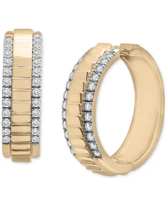 Audrey by Aurate Diamond Border Textured Small Hoop Earrings (1/2 ct. t.w.) in Gold Vermeil, Created for Macy's