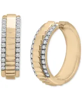 Audrey by Aurate Diamond Border Textured Small Hoop Earrings (1/2 ct. t.w.) in Gold Vermeil, Created for Macy's