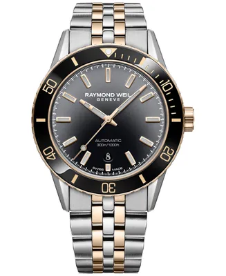 Raymond Weil Men's Swiss Automatic Freelancer Diver Two-Tone Stainless Steel Bracelet Watch 43mm
