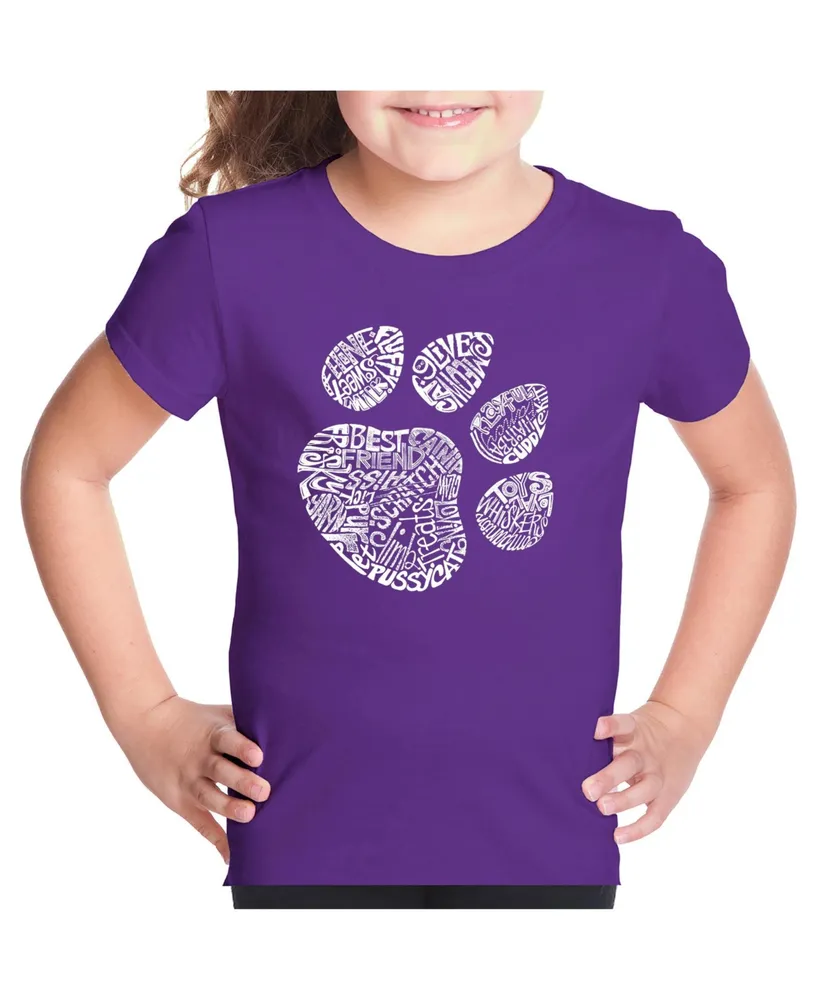 Big Girl's Word Art T-shirt - Cat Paw