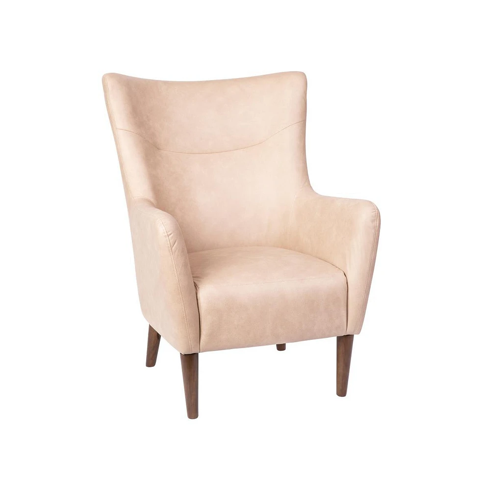 Regal Traditional Wingback Accent Chair, Upholstery And Wooden Frame Legs