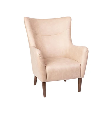 Regal Traditional Wingback Accent Chair, Upholstery And Wooden Frame Legs