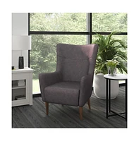 Regal Traditional Wingback Accent Chair, Upholstery And Wooden Frame Legs