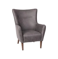 Regal Traditional Wingback Accent Chair, Upholstery And Wooden Frame Legs