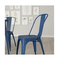 Banks Indoor/Outdoor Stacking Metal Dining Chair With Single Slat Back And Distressed Powder Coated Finish