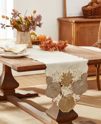 Elrene Metallic Pumpkin Cutwork Fabric Table Runner