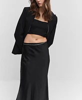 Mango Women's Midi Satin Skirt