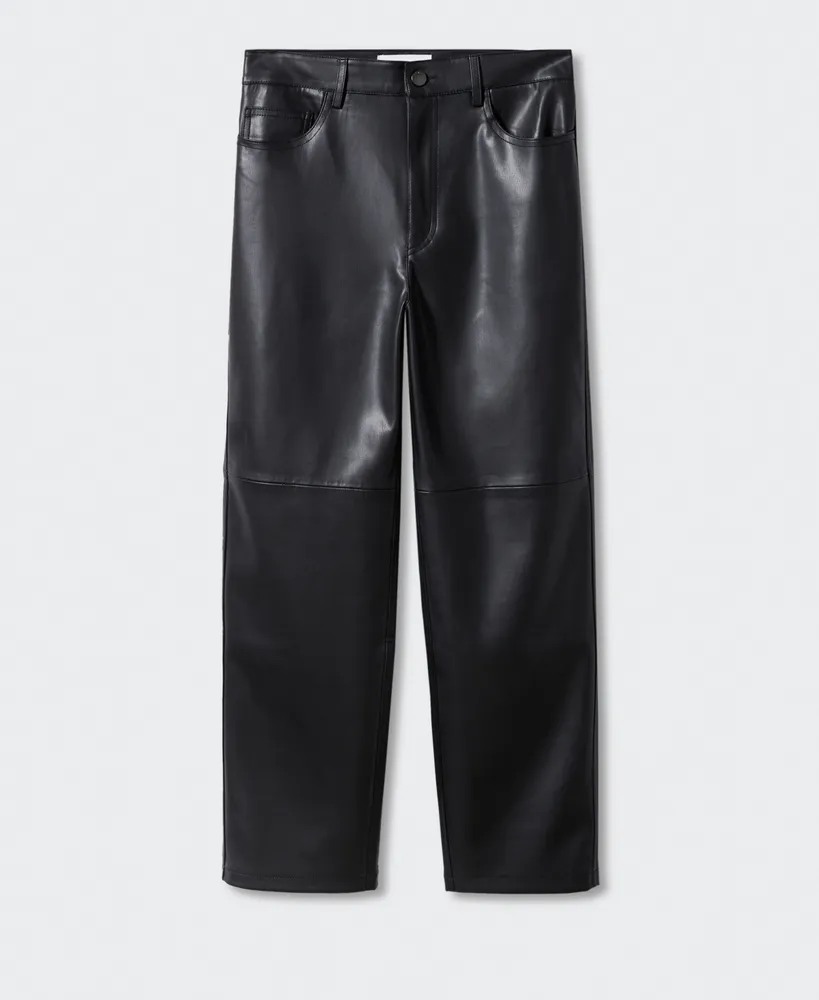 Mango Women's Leather-Effect Straight Trousers