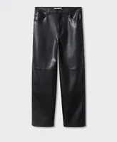 Mango Women's Leather-Effect Straight Trousers