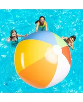 Top Race 5 Foot Giant Beach Ball Large Beach Balls - Giant Pool Float Huge for Kids, Oversized Blow Up Plastic Inflatable Beach Balls