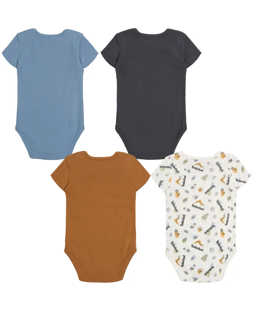 Timberland Baby Boys Short sleeve Bodysuits, Pack of 4