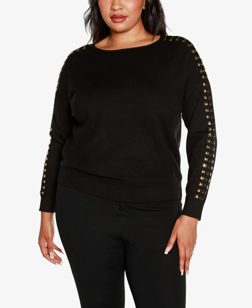 Belldini Black Label Plus Embellished Boatneck Sweater