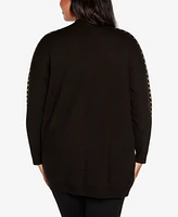 Belldini Black Label Plus Size Embellished Open-Front Cardigan Sweater